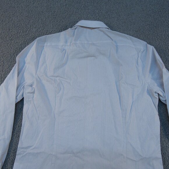 Calvin Klein Mens Extreme Slim Fit Button Down Shirt 16 L 32/33 White Gray - Picture 7 of 9
